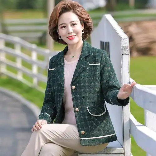 时尚妈妈春装小西装上衣40岁中年妇女西服中老年女装春秋气质外套