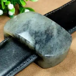 新疆和田玉皮带扣青花玉石腰带扣黑白配水墨腰佩墨玉籽料腰扣包邮