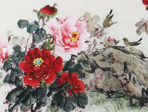 客厅装饰画 宣丽敏六尺精美牡丹图《富贵吉祥》