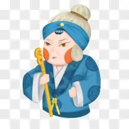 卡通手绘古代老奶奶素材