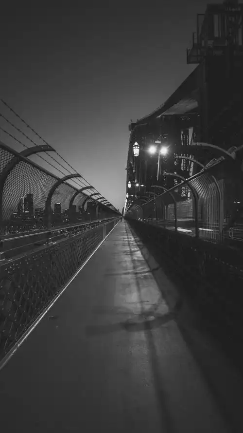 黑白夜景街拍手机壁纸