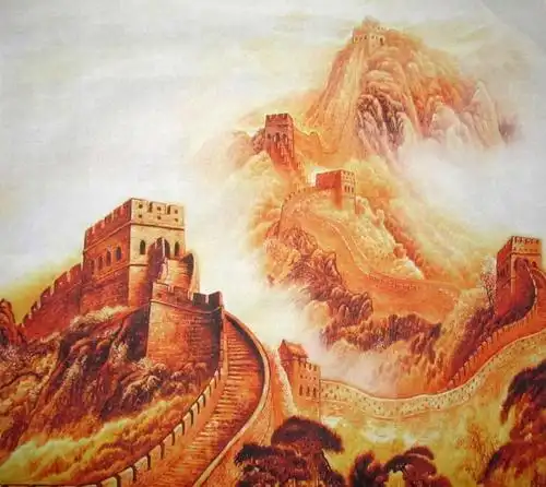 批发字画国画山水画四尺斗方客厅办公室装饰画金色万里长城