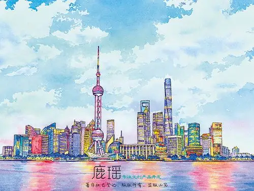 鹿瑶手绘上海//夜上海,你是一座不夜城|插画|商业插画|鹿瑶文创