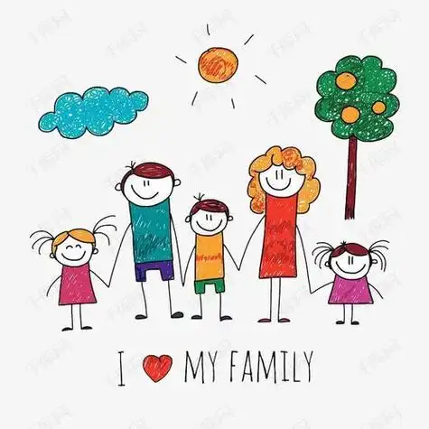 五口之家三个女儿卡通简笔画(4口之家2个女儿简笔画) -【爱个性】