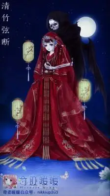 暖暖环游世界 少女 小清新 插画 搭配 服装 设计 古风 冥婚 嫁衣 婚纱