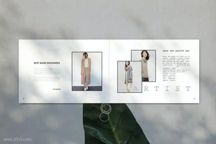 a4尺寸的横版时尚杂志内容设计展示indesign模板