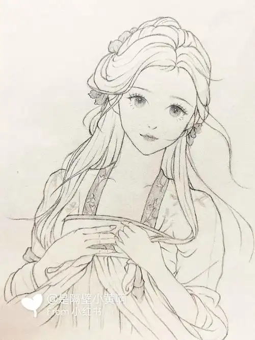 古风人物线稿含步骤