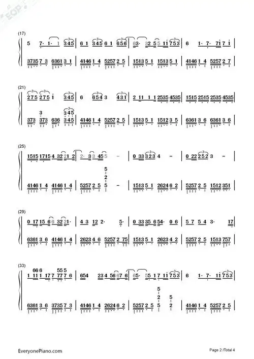 阴天快乐-陈奕迅双手简谱预览2