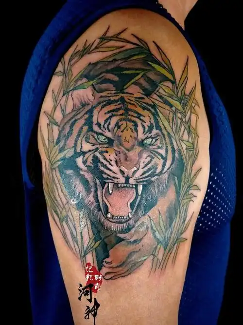 竹林大老虎_纹身图案手稿图片_河神作品持续更新中的纹身作品集