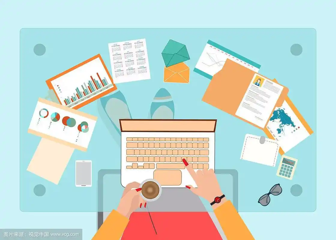 俯视图忙碌的商业妇女努力工作