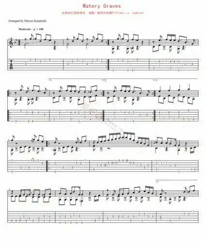 植物大战僵尸plantsvszombieswaterygraves吉他谱