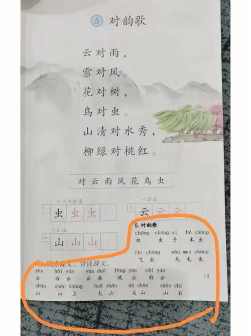 一年级语文课本组词透明不干胶贴