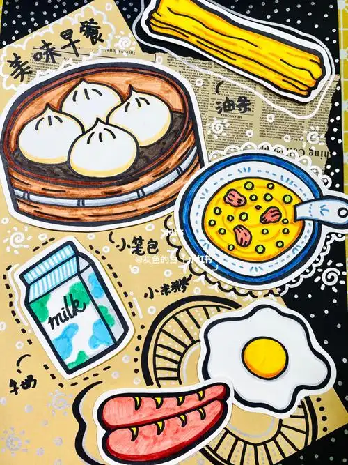 儿童画美味的早餐