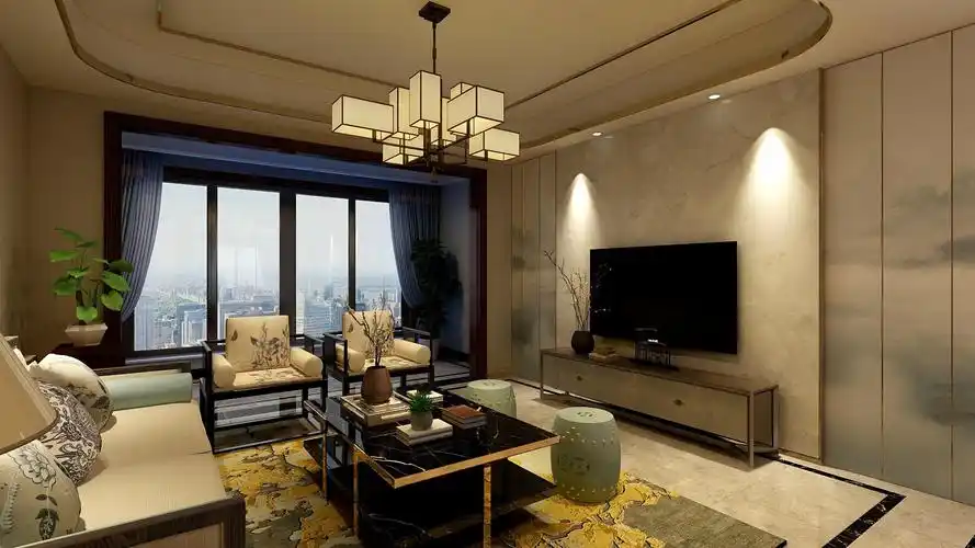 新中式风格电视背景墙装修效果图