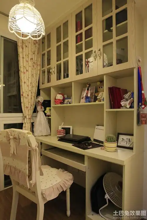 家庭书房书桌连书柜装修效果图设计图片赏析