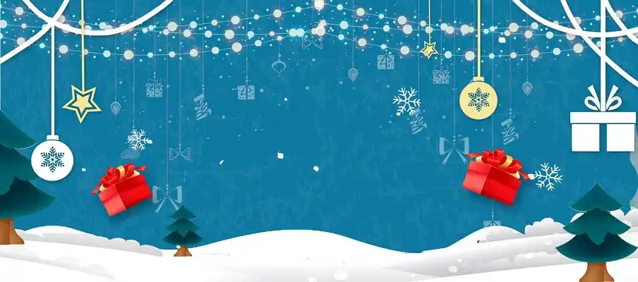 蓝色简约圣诞装饰灯光圣诞节海报背景