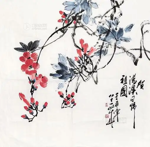 0047 凌霄花 镜心 设色纸本