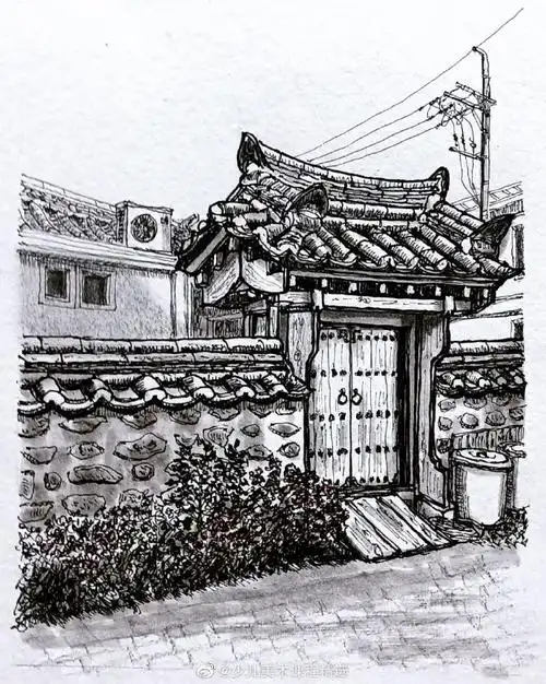 线描##黑白线描插画##建筑