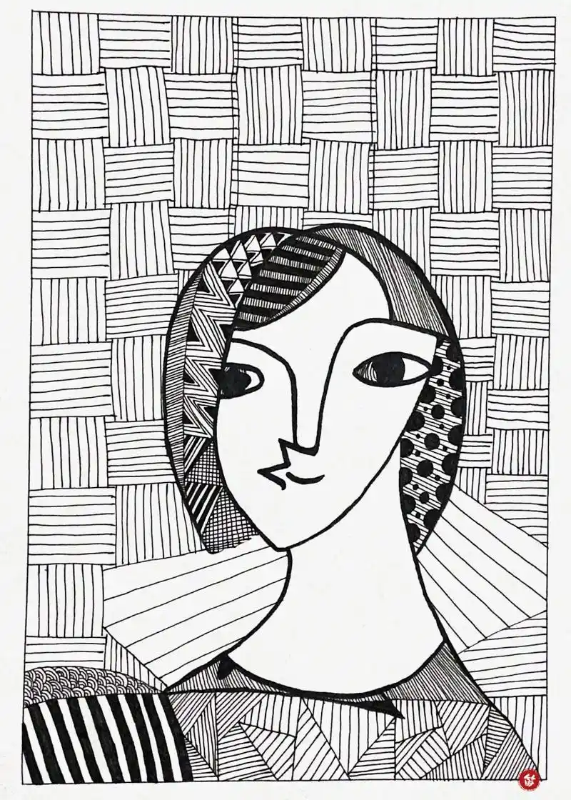 线描画/临摹-毕加索《女子半身像》#线描 #画画使我快乐 # - 抖音