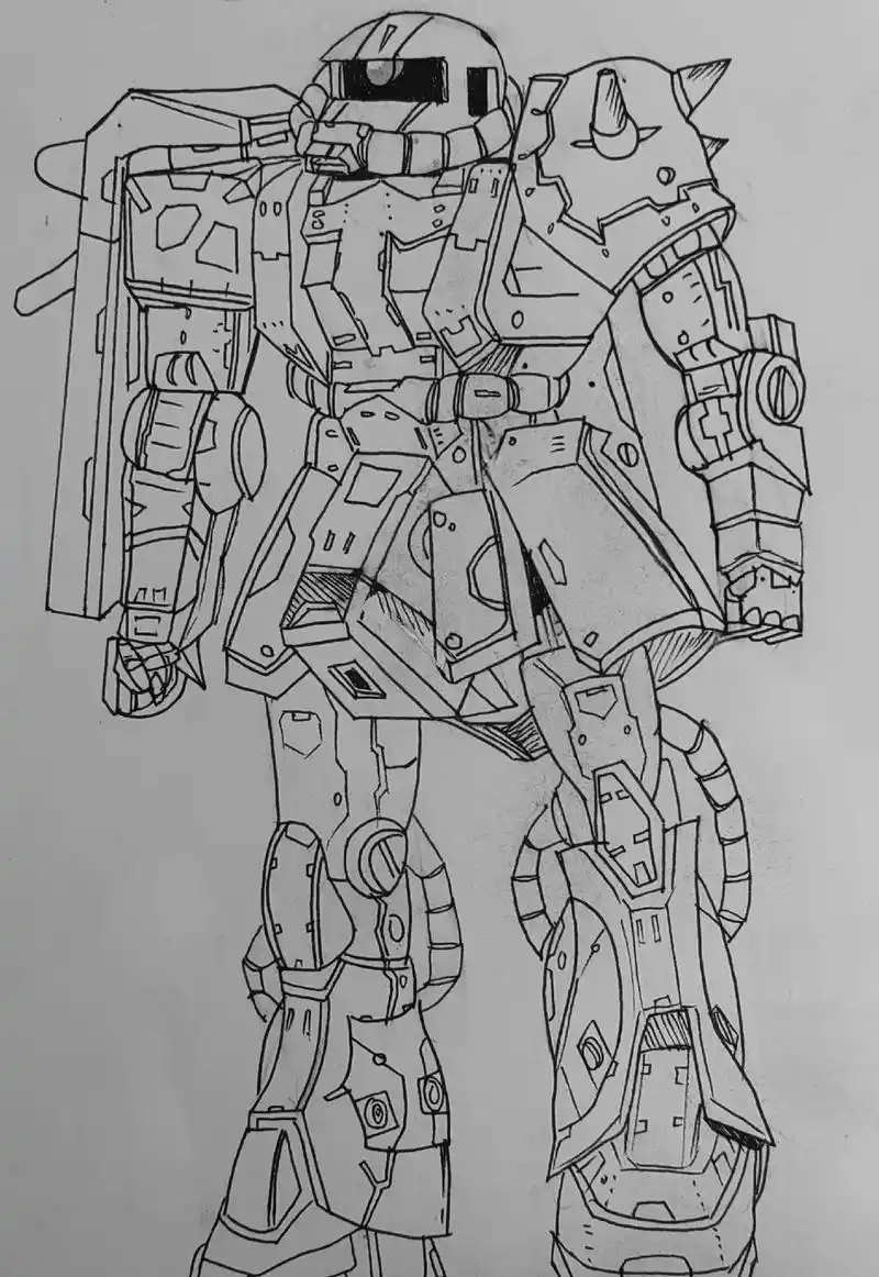 高达#扎古#艺术小新#日常#手绘 - 抖音