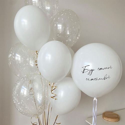 ins风格白色系泡沫生日气球飘空派对场景氛围布置装饰