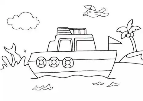 快乐假日简笔画 沙滩和游艇海滩简笔画图片大全 教程海滩上的音乐会