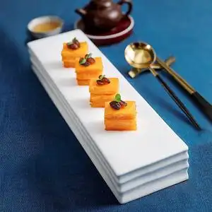 中式长方砖头形平盘寿司点心肥牛盘子异形纯白陶瓷意境菜摆盘餐具