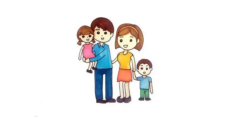 全家福照片简笔画四个人