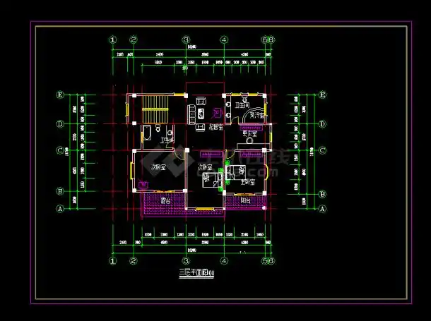 错层别墅建筑结构施工图cad设计图纸
