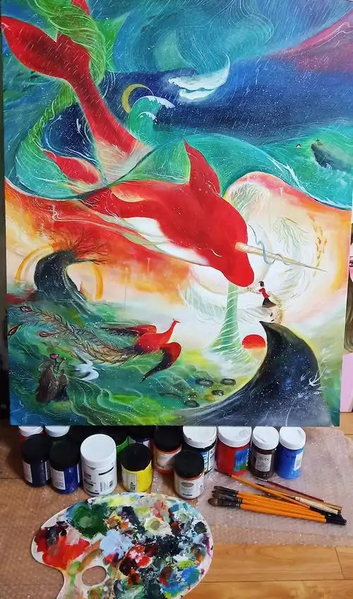 丙烯画《大鱼海棠》