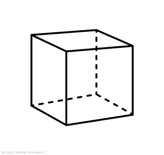 立方体孤立几何图形的黑色投影