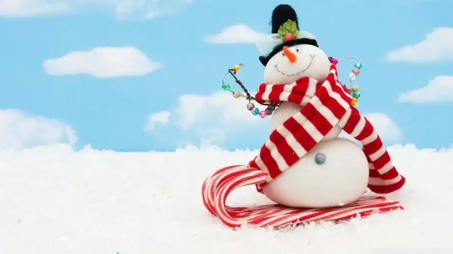 可爱小雪人圣诞节唯美图片桌面壁纸