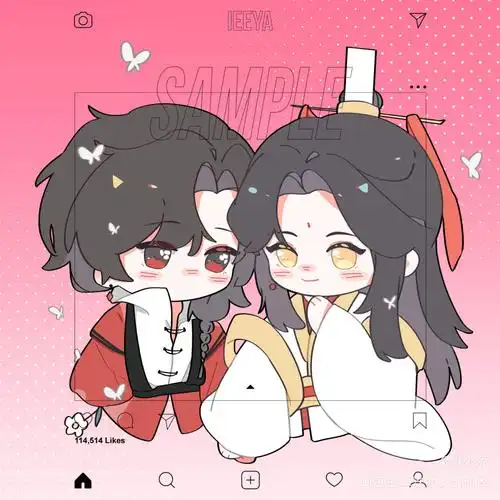 天官赐福魔道祖师谢怜花城蓝忘机魏无羡q版绘画作品