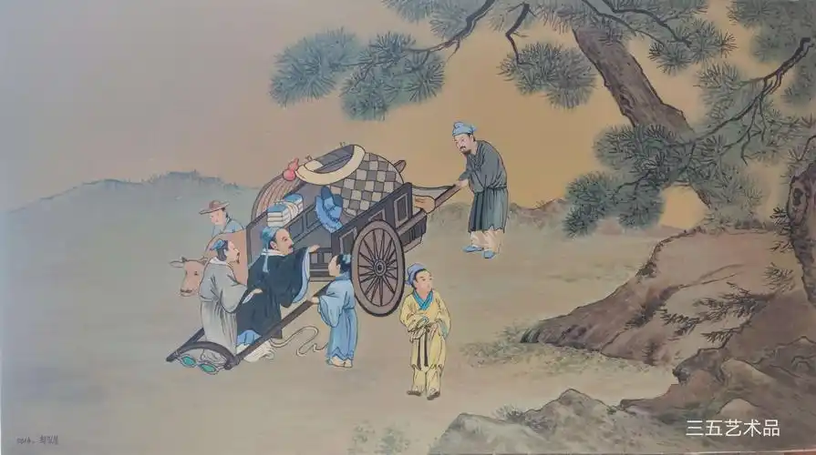 三五艺术品:朝鲜人民艺术家崔日峰老师孔子的一生国画作品赏析