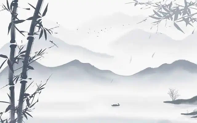 水墨风古风竹子山水背景水墨竹子背景做旧纸张古风水墨中医采药宣传