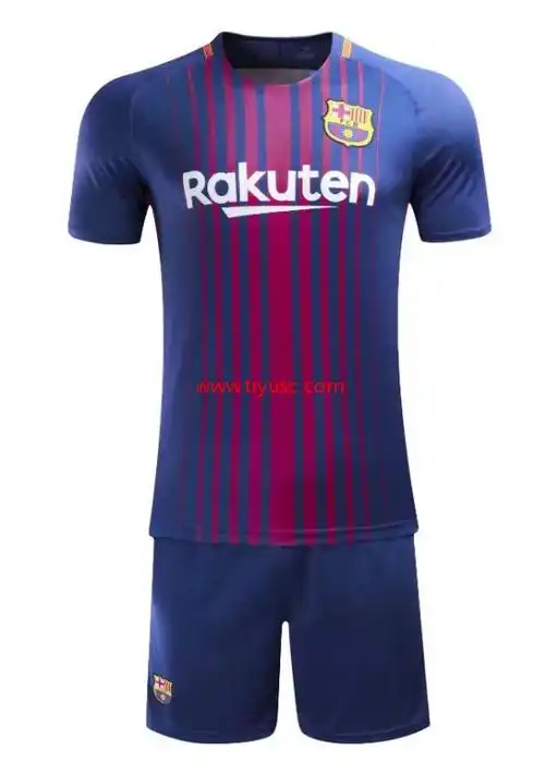 巴萨罗那球衣1718款主场蓝红色短袖足球服比赛训练队服套装可印字印号