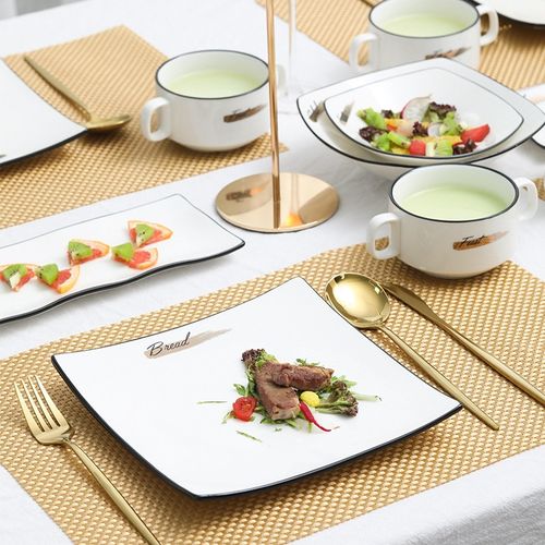 轻奢西餐餐具欧式全套牛排刀叉盘子套装家用早餐组合情侣牛排餐盘