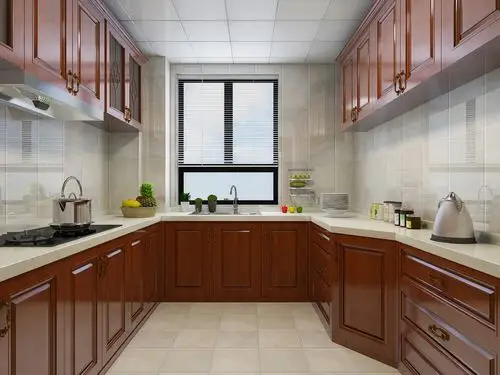 所以依据客户要求,厨房台面颜色采用白色,给人最直观的感觉就是干净