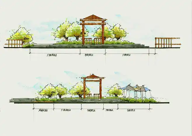 庭院小景观立面图
