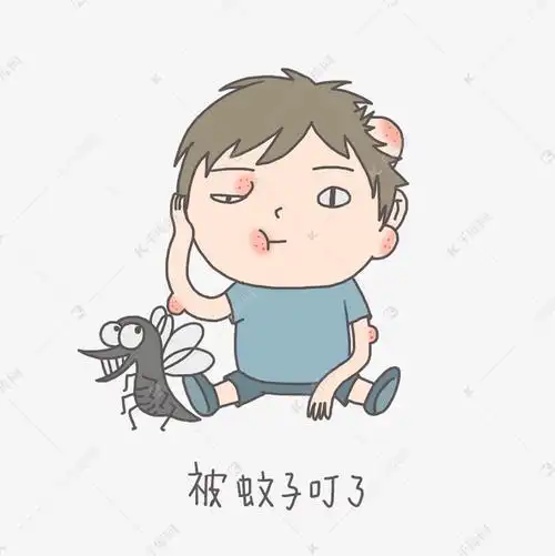 手绘插画有趣打蚊子小男孩被蚊子
