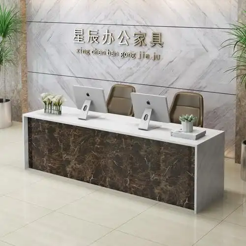 大理石前台接待收银台中介金融公司旅行社导医烤漆转角收银台