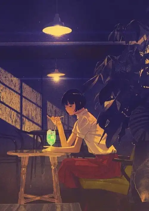 治愈系人物插画,唯美梦幻的场景好有意境