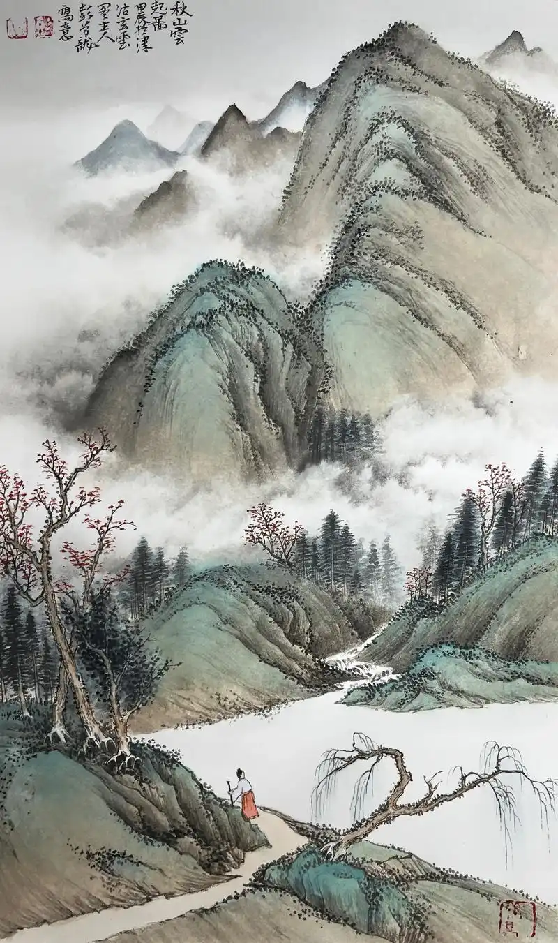 国画小写意山水.风景独好,山水云相得益彰;#国画