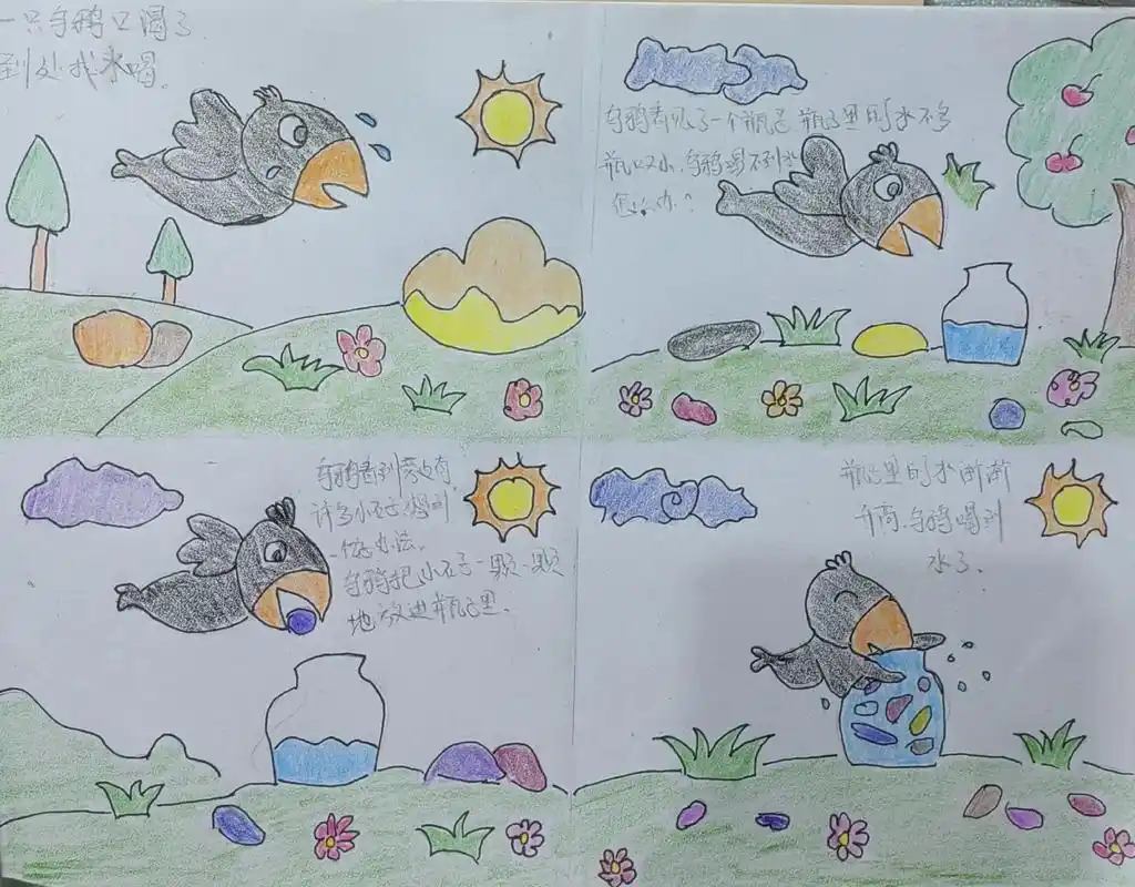 乌鸦喝水连环画#一起吃一起喝一起玩一起嗨  - 抖音