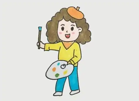 女画家简笔画画家简笔画怎么画教程人刷油漆简笔画画家简笔画步骤图