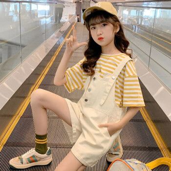 韵泽女童背带裤套装春夏中大童9-12岁小学生衣服洋气2022新款美少女