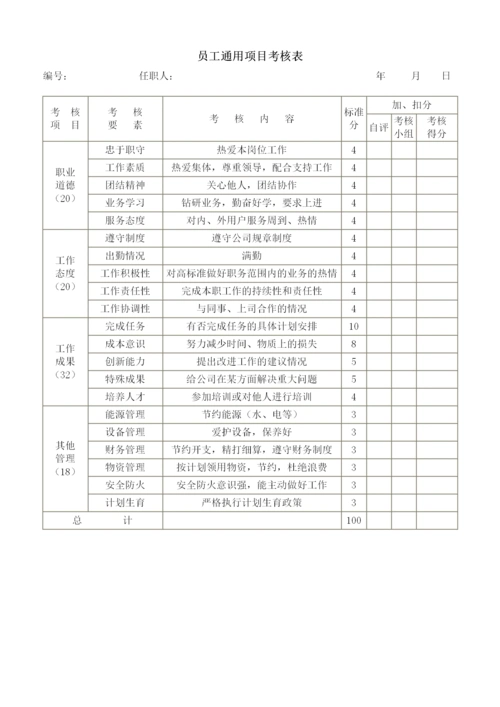 员工通用项目考核表_文库范文_word模板_word模板_办公素材