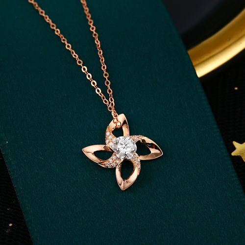项链钻石锁骨18k玫瑰金天然天然风车吊坠链女颈饰