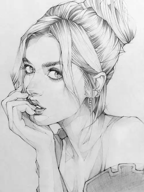 日本艺术家素描作品欣赏几何感强的人物素描