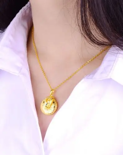 足金黄金吊坠福气到时来运转不含链(约6.02克)